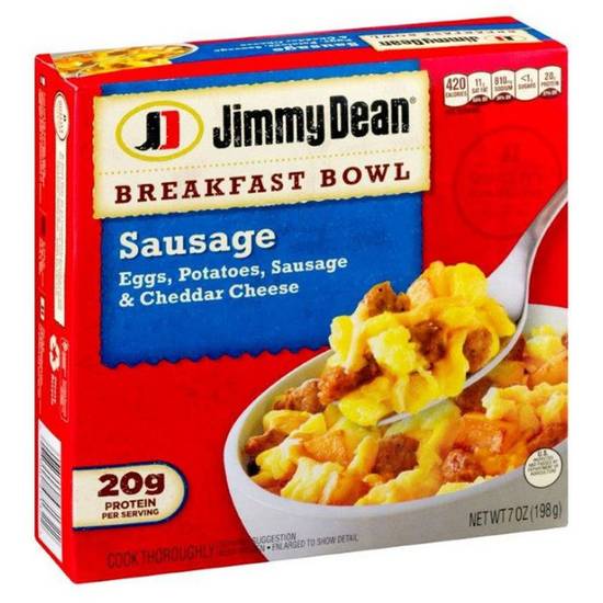 Order Jimmy Dean Frozen Breakfast Bowl Sausage, Egg, Potatoes & Cheese 7oz food online from Everyday Needs by Gopuff store, Roseville on bringmethat.com