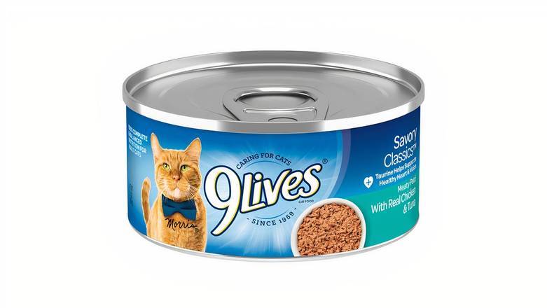 Order 9 Lives Meaty Pate Seafood Platter Canned Cat Food, 5.5 oz food online from Mac On 4th store, Alton on bringmethat.com