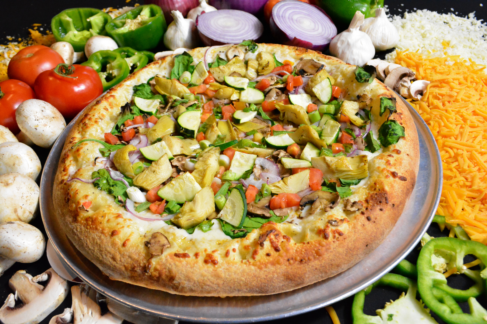 Order GARDEN DELIGHT (Veggie) food online from Stuft Pizza store, Milpitas on bringmethat.com