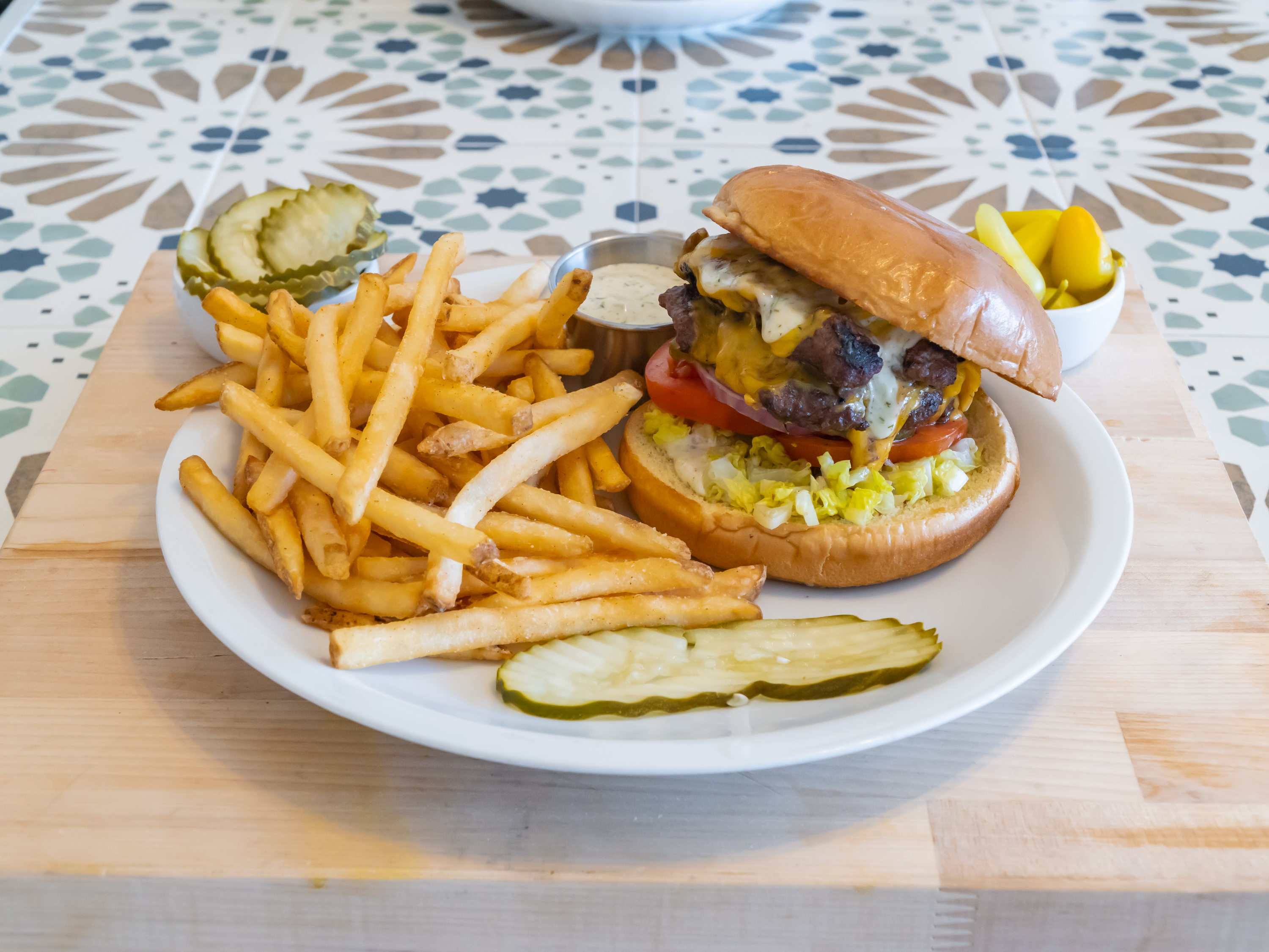 Order Famous Double Cheeseburger with Fries food online from Boof Burgers store, Calabasas on bringmethat.com