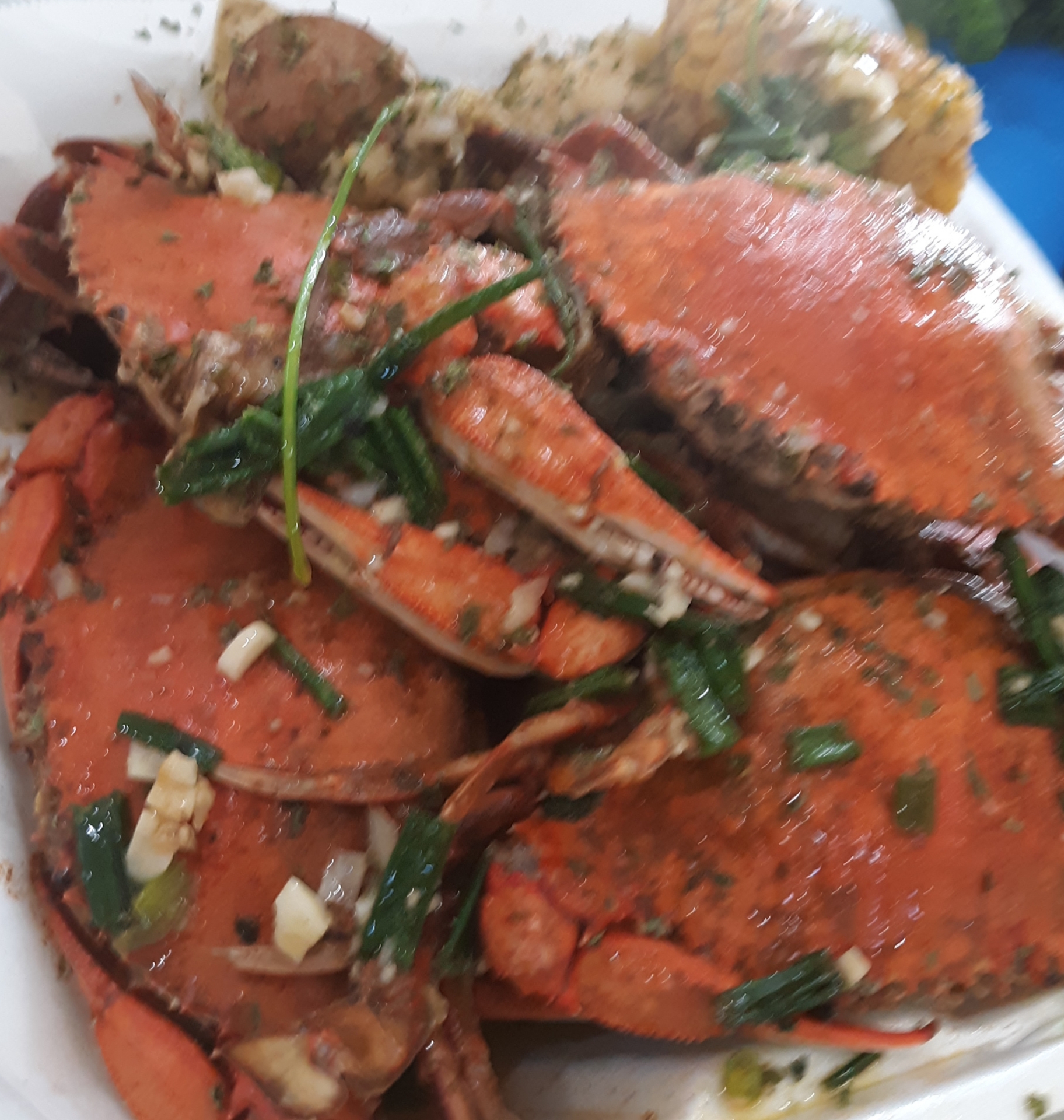Order 6 Blue Crabs with Eggs, Corn, and Potatoes food online from Hot Grits And Crab Legs Seafood store, Cordele on bringmethat.com