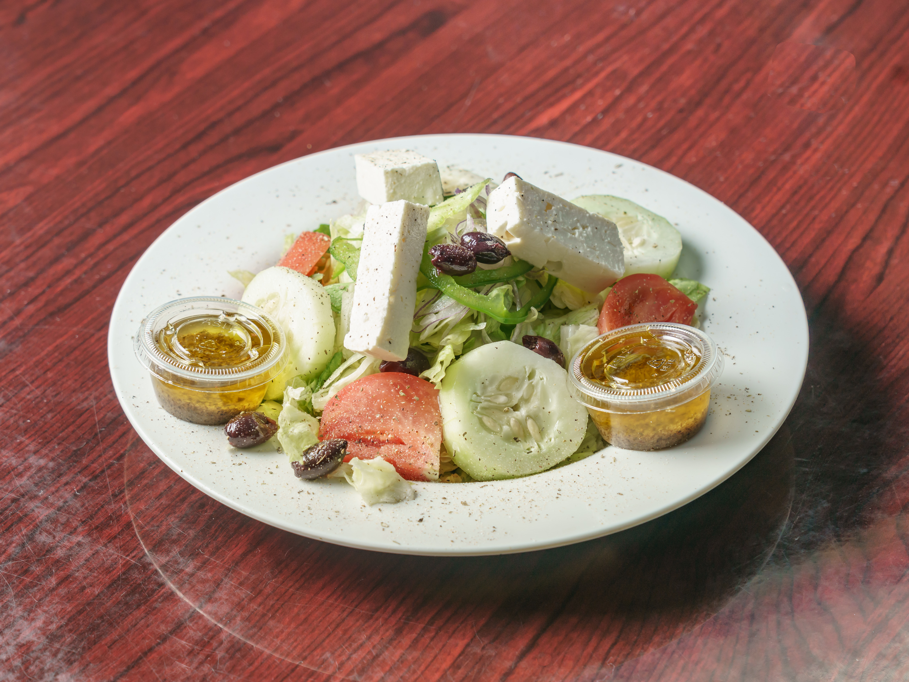 Order Greek Salad food online from Jimmy Da Greek Deli store, Yorktown on bringmethat.com