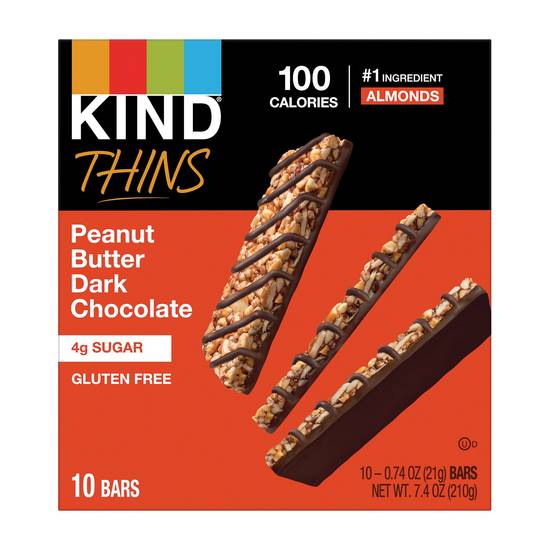 Order Kind Thins, 10 CT, Peanut Butter Dark Chocolate food online from Cvs store, UPLAND on bringmethat.com