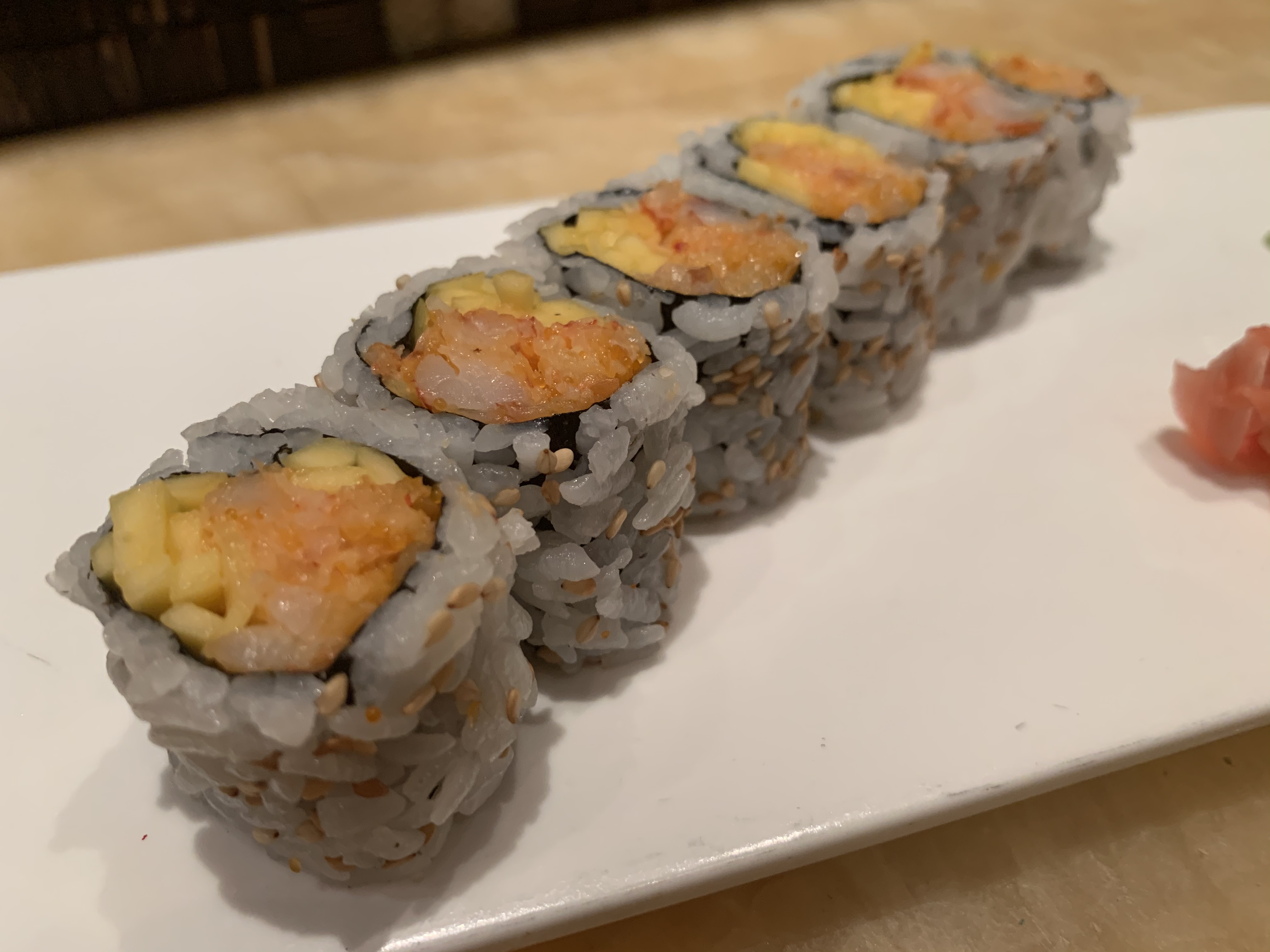 Order Spicy Shrimp and Mango Roll food online from Bayridge sushi store, Brooklyn on bringmethat.com