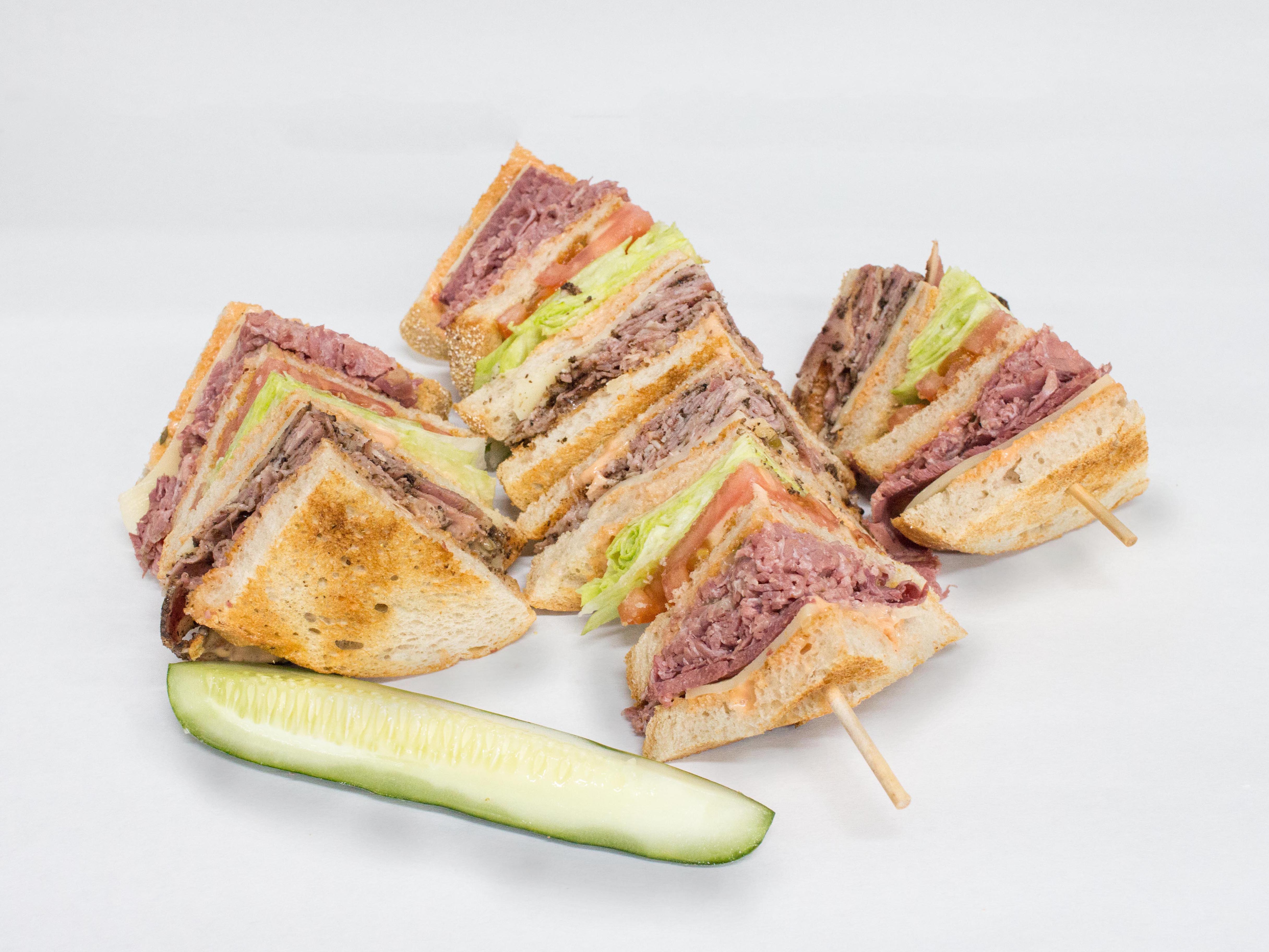 Order 12. Jason's Jammer 4-Decker Club Sandwich food online from Al Famous Deli store, Royal Oak on bringmethat.com