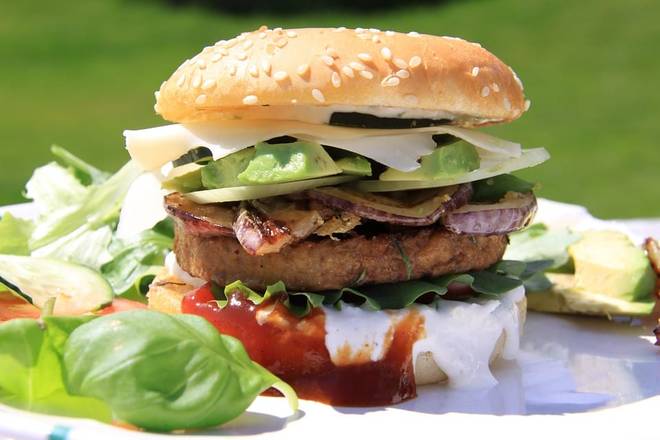 Order Avocado Burger food online from Jubilee Juice & Grill store, Chicago on bringmethat.com