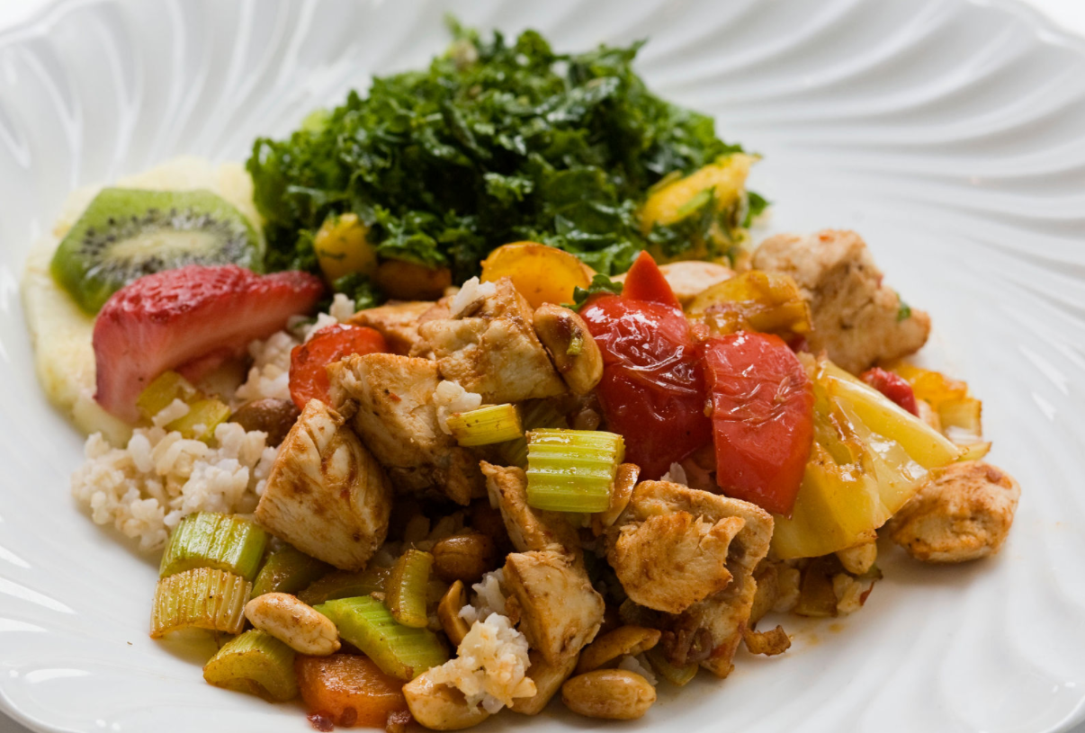 Order Spicy Chicken and Peanuts Bowl food online from Phuel Cafe store, Cleveland on bringmethat.com
