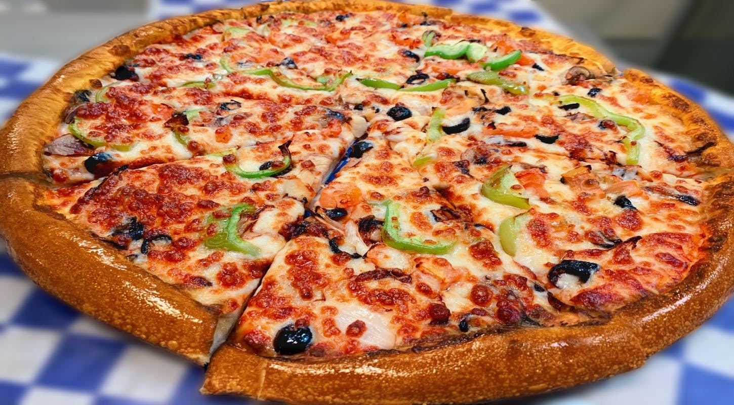Order 10 '' Small Veggie Combo Pizza - Small 10'' food online from Village Pizza & Seafood store, Texas City on bringmethat.com