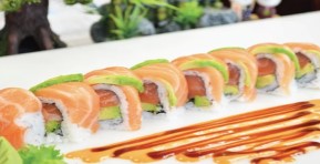 Order 120. In and  Out Salmon food online from Maguro Sushi House store, Rochelle Park on bringmethat.com