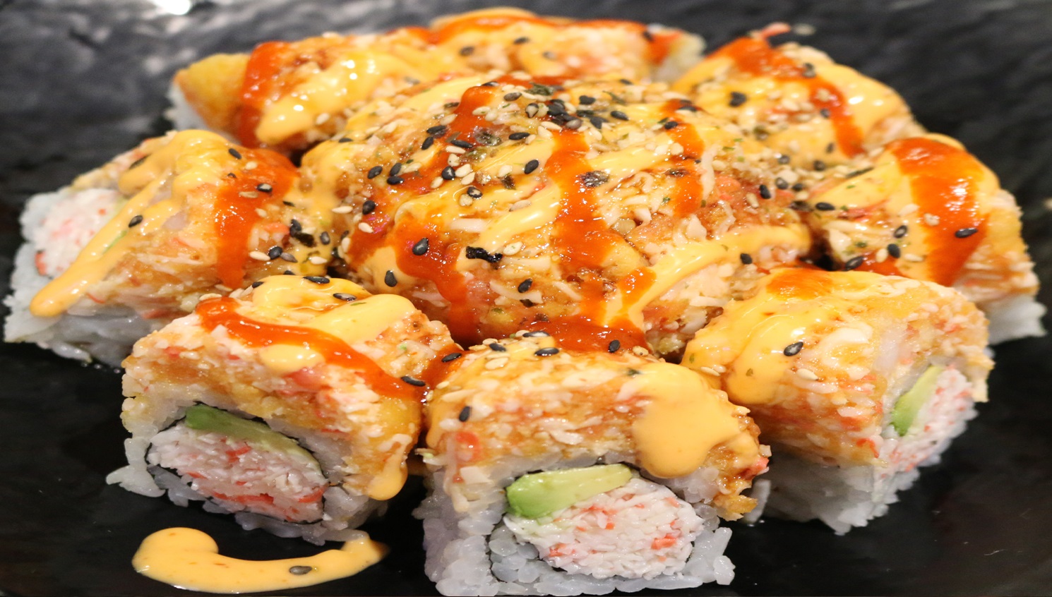 Order Music Crunch Roll food online from Kaze Sushi & Hibachi store, Mesquite on bringmethat.com