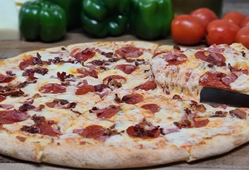Order Meat Lovers Pizza - Medium 14" food online from NY Pizza Baby store, Winter Park on bringmethat.com