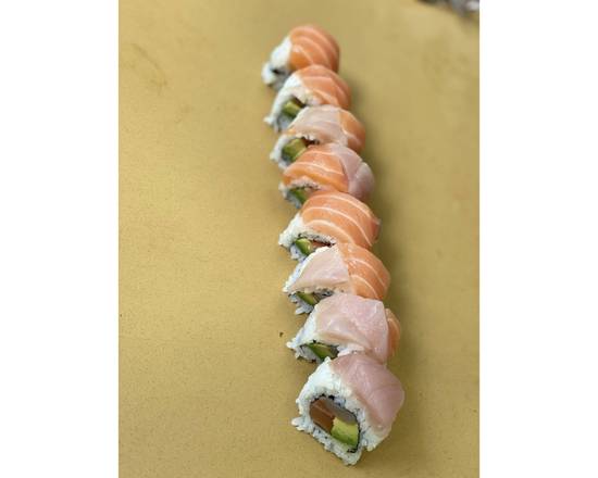 Order Sake Hamachi Lover Roll food online from Oishii Sushi store, Hayward on bringmethat.com