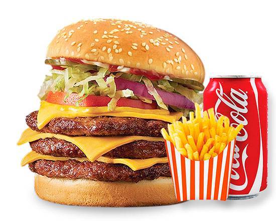 Order Triple Cheeseburger Combo food online from Us Kennedy Fried Chicken store, New York on bringmethat.com