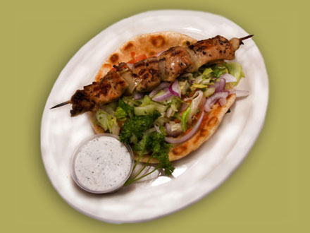 Order Chicken Souvlaki Sandwich food online from Troy Greek Restaurant store, San Diego on bringmethat.com