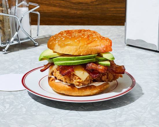 Order The Holy Bacon Fried Chicken Sandwich food online from Cluck Shoppe store, Salinas on bringmethat.com