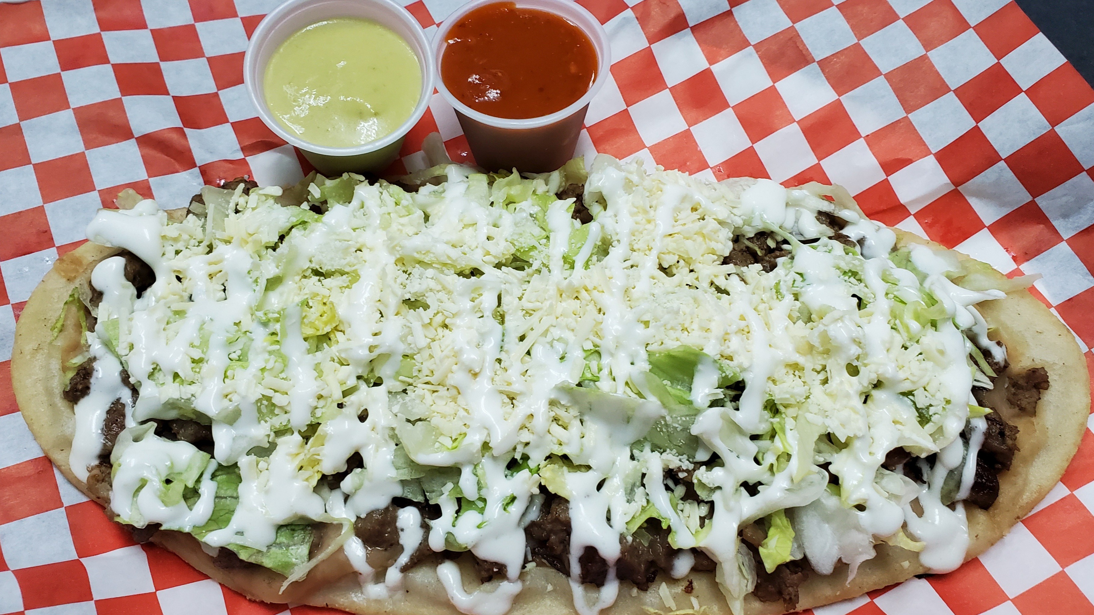 Order Huarache food online from Deep Ellum Tacos store, Dallas on bringmethat.com