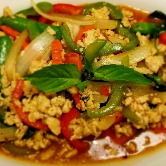 Order P5-Pad Gra Prow (THAI SASIL STIR FRY) food online from Golden Thai Cuisine store, Orem on bringmethat.com