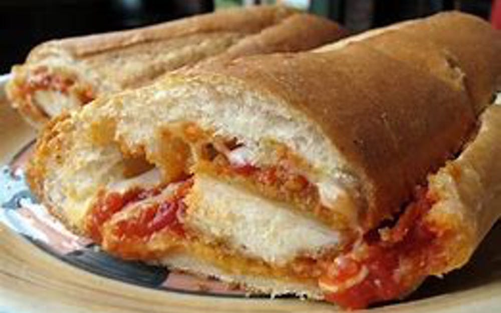 Order Chicken Parmigiana Sub - 7" food online from Pino's Pizzeria store, Easton on bringmethat.com