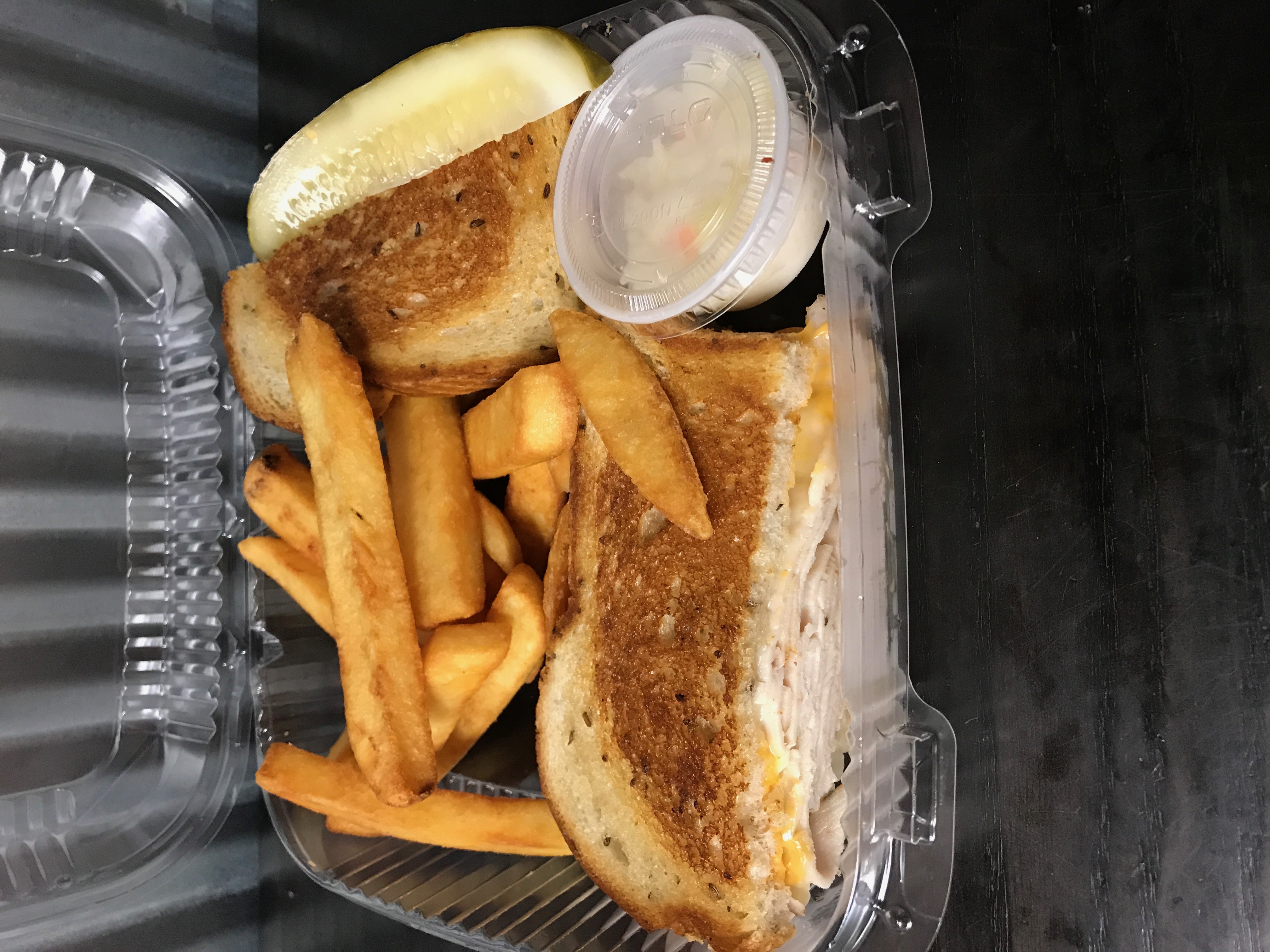 Order Turkey Reuben with Dill Pickle and Fries food online from Corner Cafe store, Annapolis on bringmethat.com
