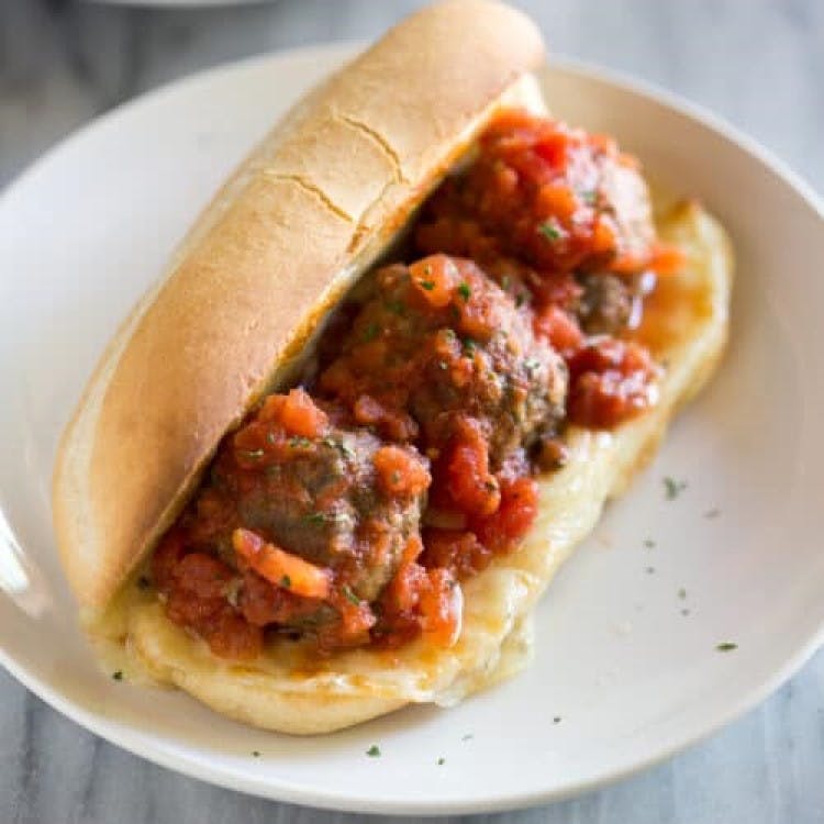 Order Meatball Parmesan Sub - 8'' food online from Fox Pizza & Subs store, Danville on bringmethat.com