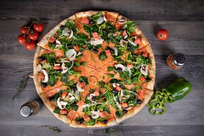 Order 20" Veggie Pizza food online from Proper Pizza & Pasta store, Los Angeles on bringmethat.com