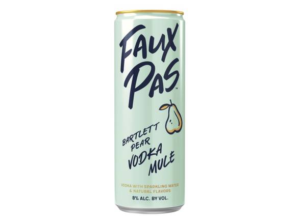 Order Faux Pas Bartlett Pear Vodka Mule - 4x 250ml Cans food online from Josh Wines & Liquors Inc store, New York on bringmethat.com