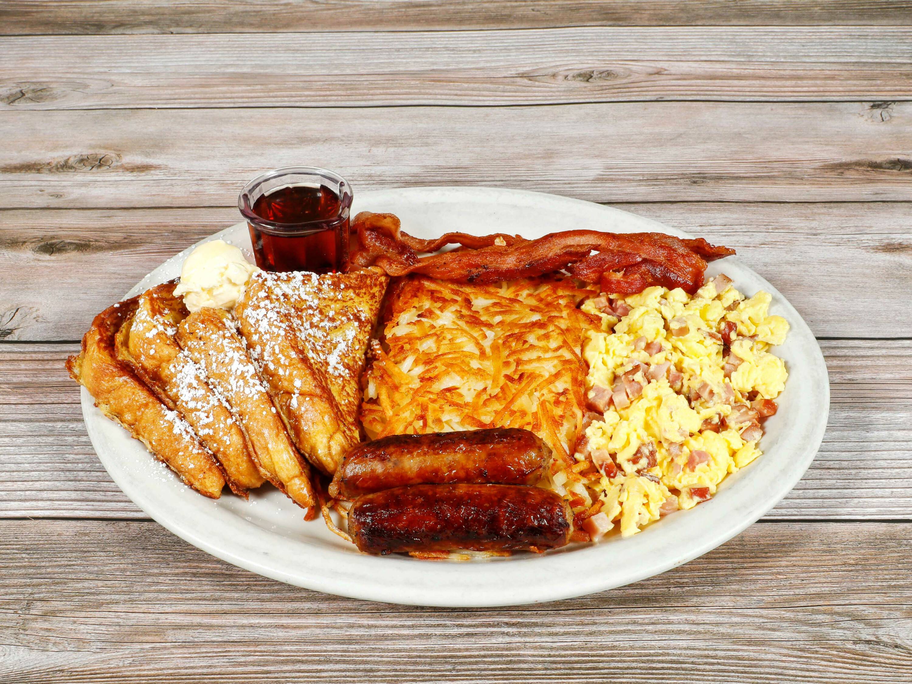 Order French Toast Ham Scramble food online from Farmers Skillet store, Chico on bringmethat.com