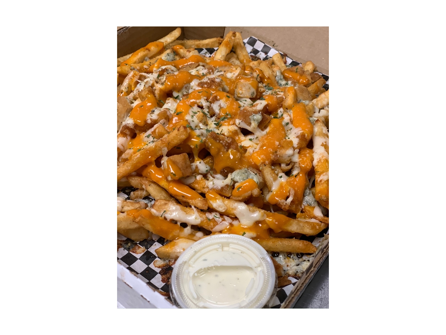 Order Buffalo Poutine Fries food online from The Pizza Cutters store, Syracuse on bringmethat.com