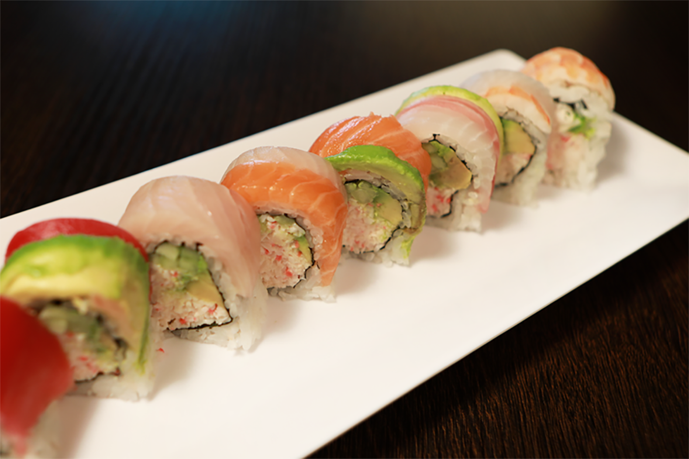 Order Rainbow Roll food online from Ise Sushi Japanese Restaurant store, Placentia on bringmethat.com