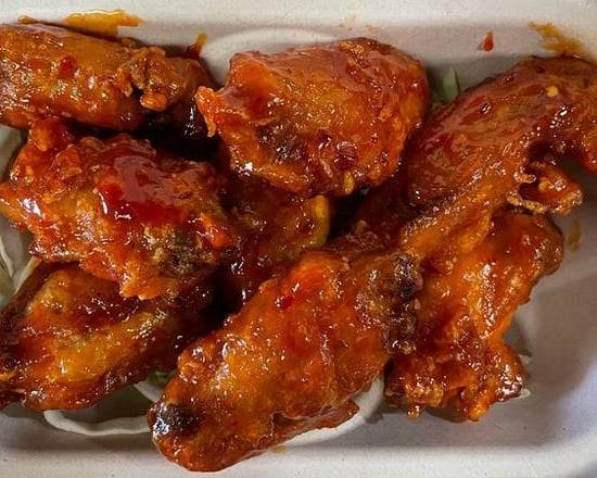 Order Sweet Chili-Glazed Chicken Wings (8pc) food online from Little Chef Chinese Takeout @Aztec Food Hub store, San Diego on bringmethat.com