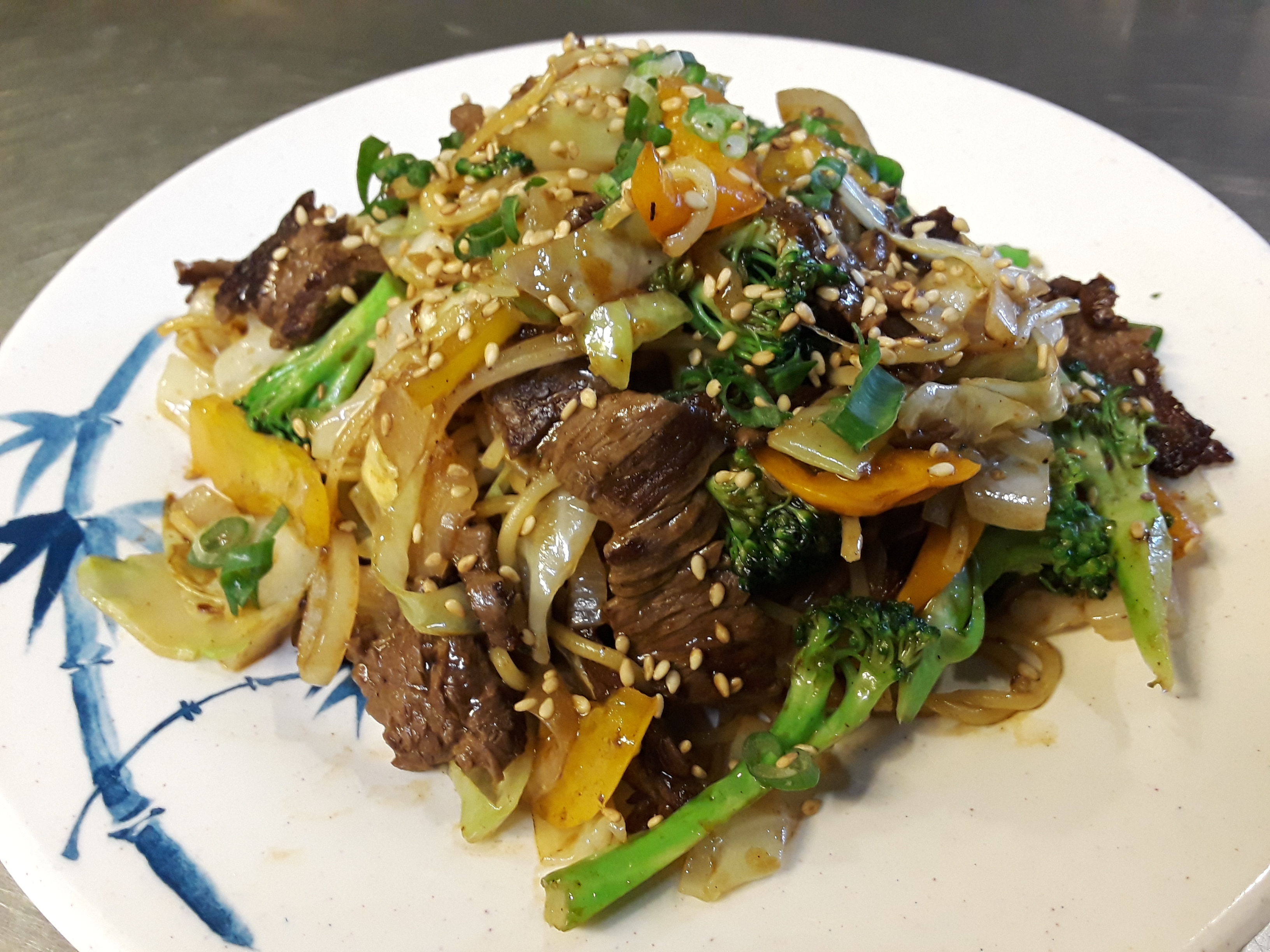 Order Beef Yakisoba (Japanese Style Chow Mein) food online from Sushi Dragon store, Sun Valley on bringmethat.com