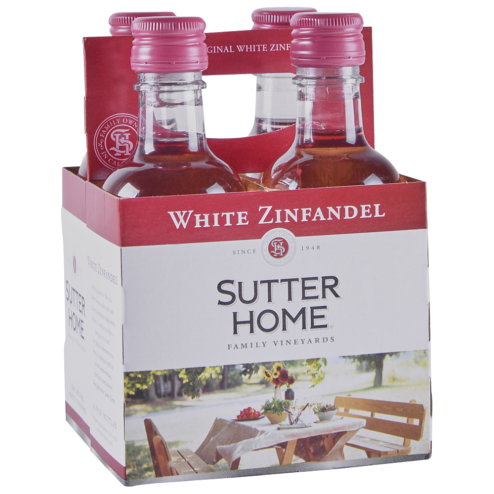 Order Sutter Home White Zinfandel 187 ml. 4 Pack food online from Village Wine & Spirits store, Ventura on bringmethat.com