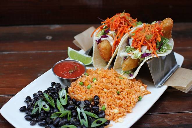 Order Fish Tacos food online from Lazy Dog Restaurant & Bar store, Montclair on bringmethat.com