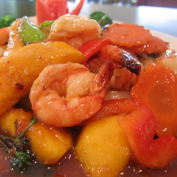 Order T3. Sweet Mango Shrimp food online from Wild ginger thai restaurant store, Atlanta on bringmethat.com