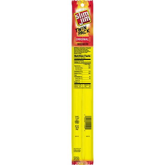Order Slim Jim Twin Pack Snack-Sized Smoked Meat Stick Original food online from Exxon Food Mart store, Port Huron on bringmethat.com