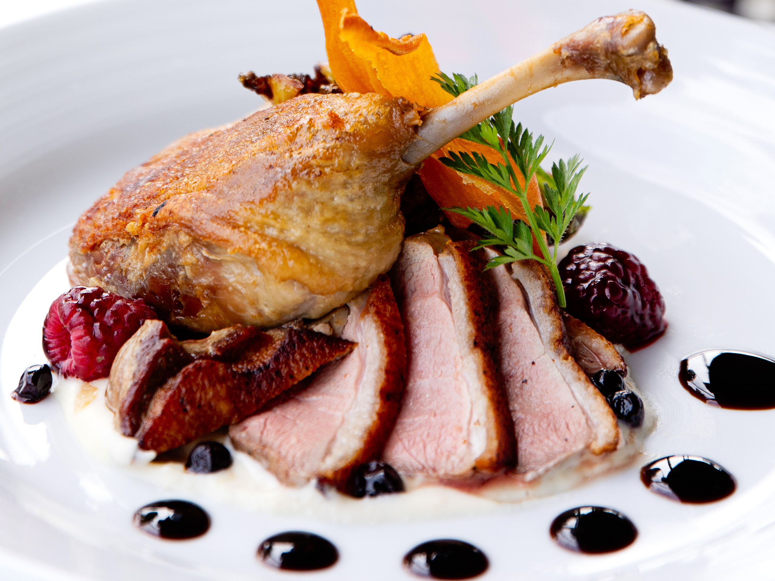 Order Duck Menage A Deux food online from Parc Bistro-Brasserie store, San Diego on bringmethat.com