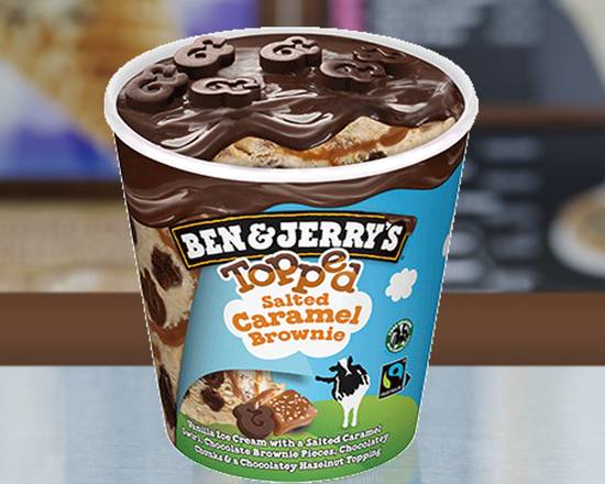 Order "Topped" Salted Caramel Brownie food online from Ben & Jerry's store, Highland Village on bringmethat.com