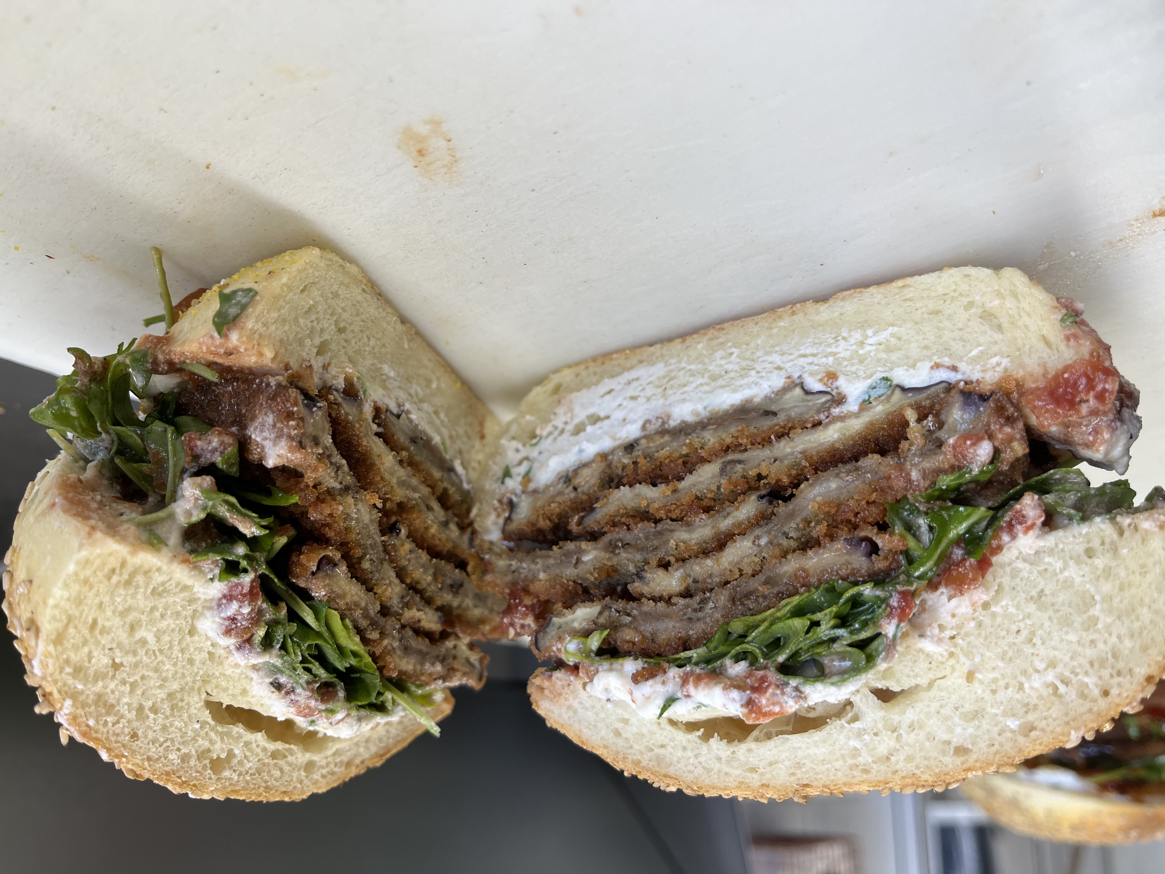 Order Mike's Fried Eggplant Sandwich food online from Mike Pasta & Sandwich Shoppe store, Nutley on bringmethat.com
