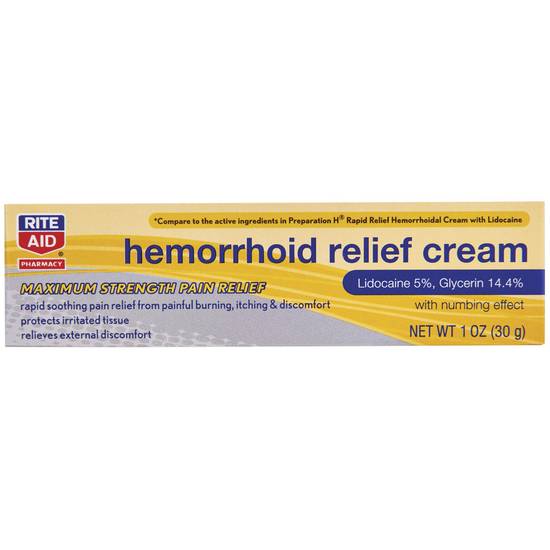 Order Rite Aid Pharmacy Hemorrhoid Cream Plus Lidocaine (1 oz) food online from Rite Aid store, PITTSBURGH on bringmethat.com