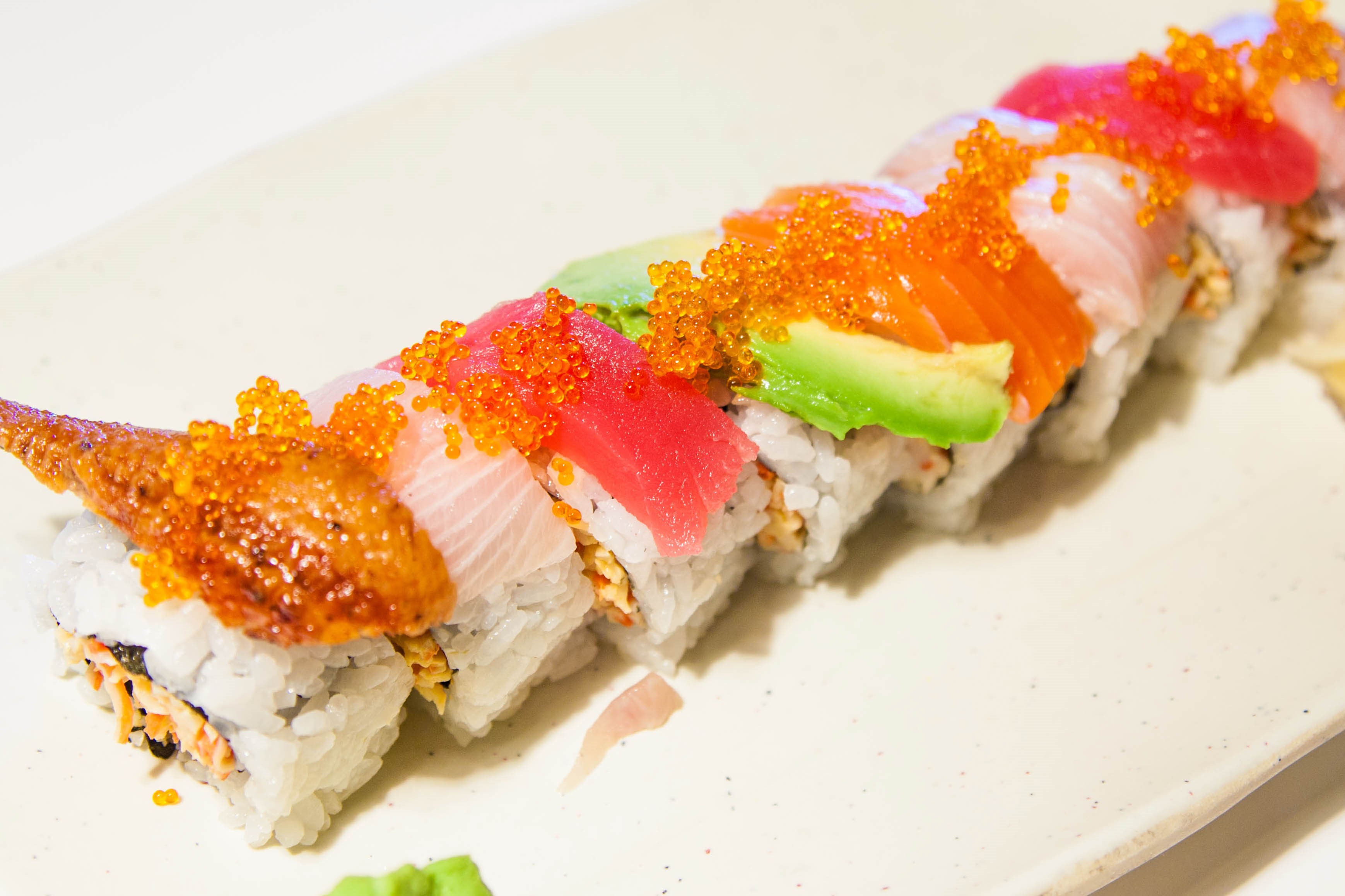 Order Rainbow Roll food online from Shirasoni Japanese Restaurant store, Alameda on bringmethat.com