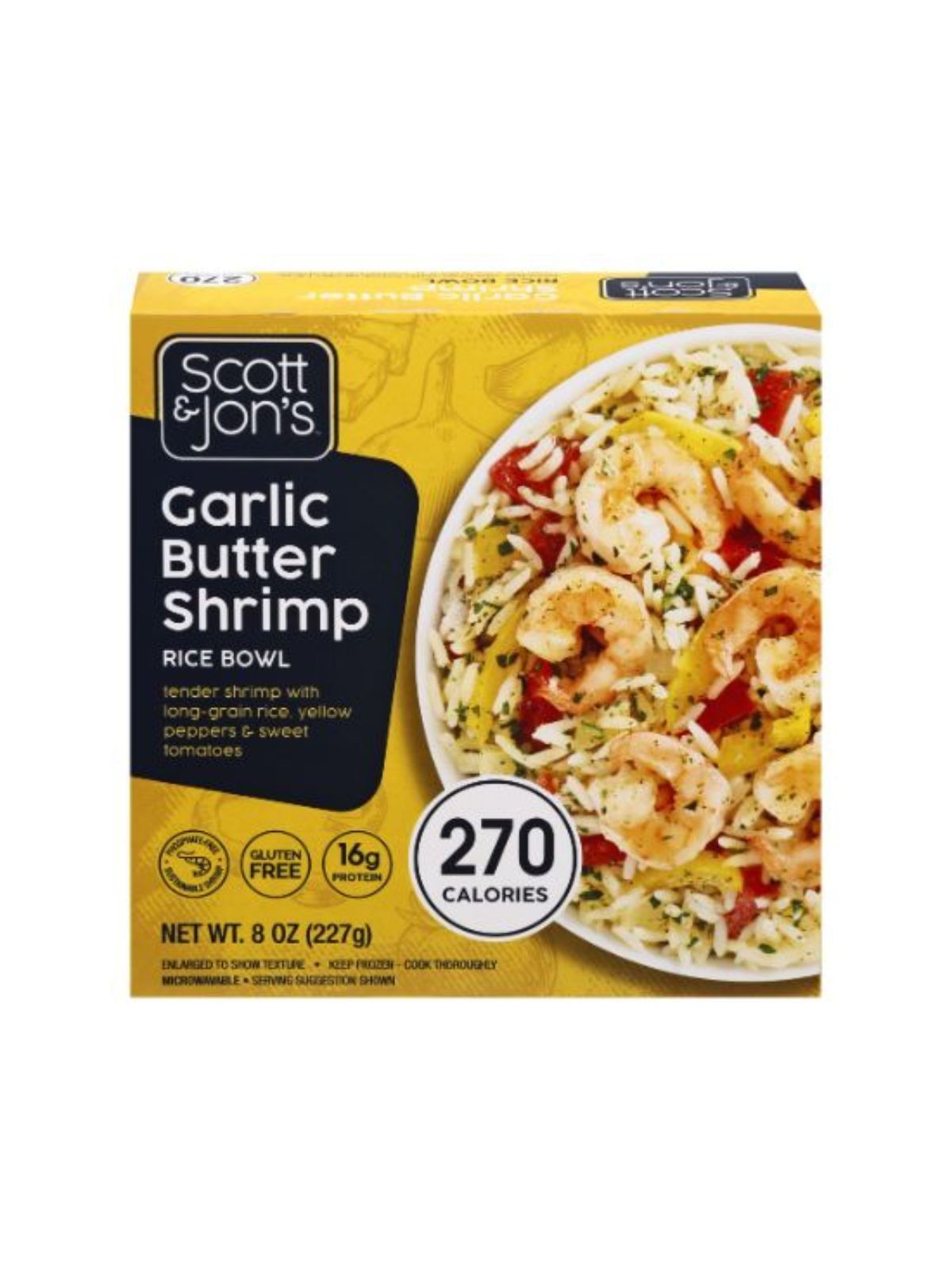 Order Scott and Johns Garlic Butter Shrimp Rice Bowl (8 oz) food online from Stock-Up Mart store, Minneapolis on bringmethat.com