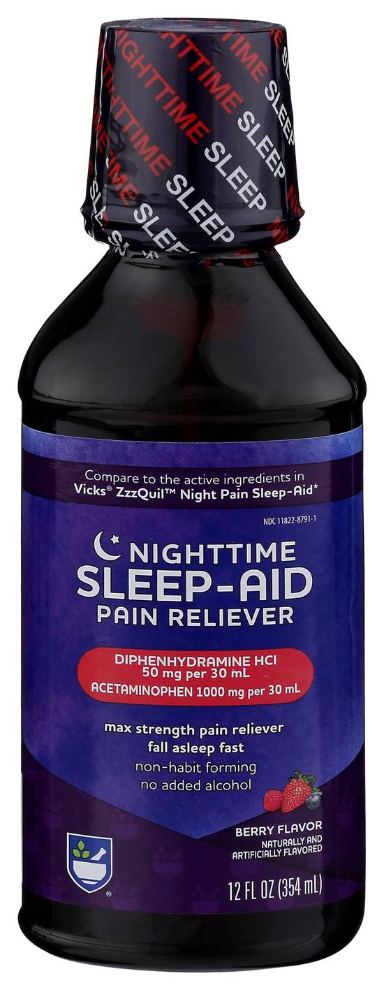Order Rite Aid Nighttime Pain Relief Sleep Aid Liquid (12 oz) food online from Rite Aid store, Midland on bringmethat.com