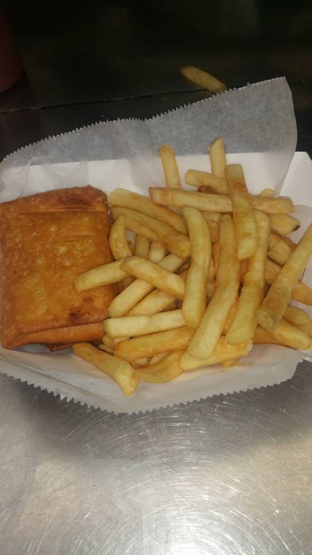 Order Pizza Puff w/Fries food online from Harold's Chicken store, Schaumburg on bringmethat.com
