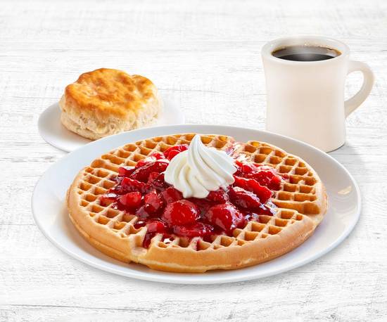 Order Strawberry Topped Waffle Combo food online from Huddle House store, Chickamauga on bringmethat.com