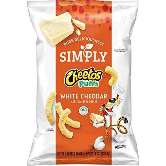 Order Simply Cheetos Puffs White Cheddar Small Bag food online from IV Deli Mart store, Goleta on bringmethat.com