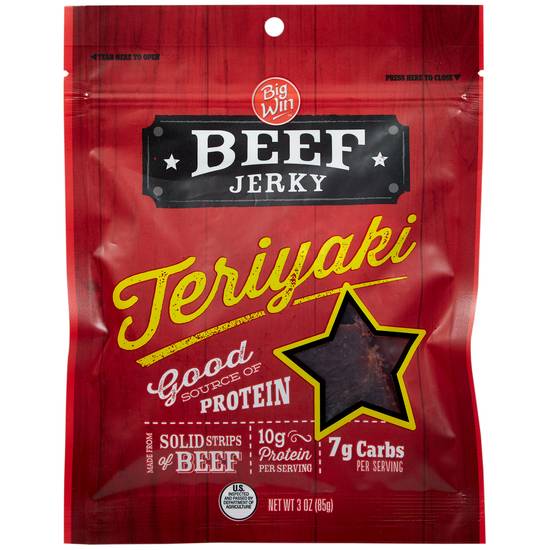 Order Big Win Beef Jerky Teriyaki (3 oz) food online from Rite Aid store, Yamhill County on bringmethat.com