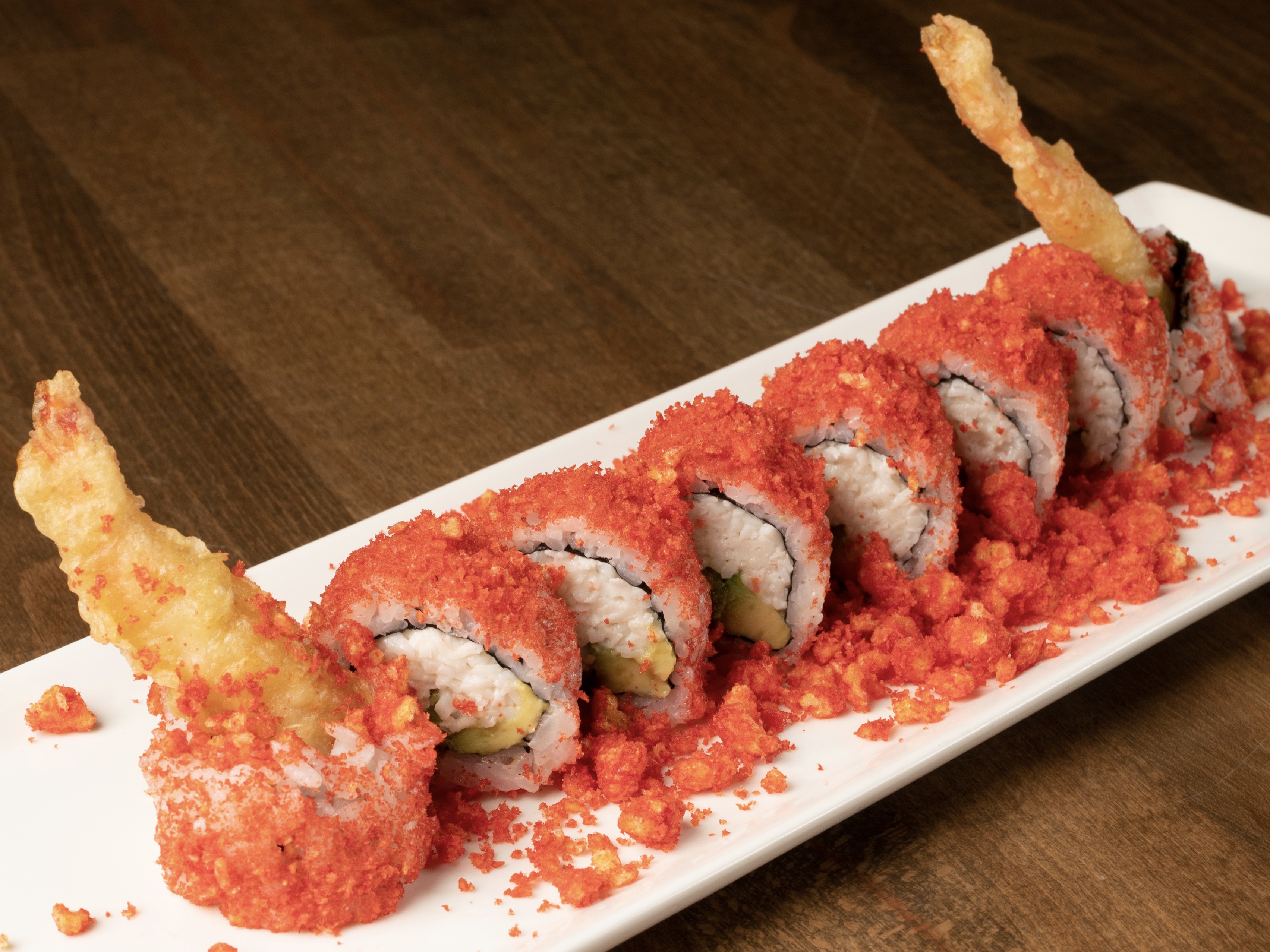 Order Flaming Tail Roll food online from Zeppin Sushi store, Los Angeles on bringmethat.com