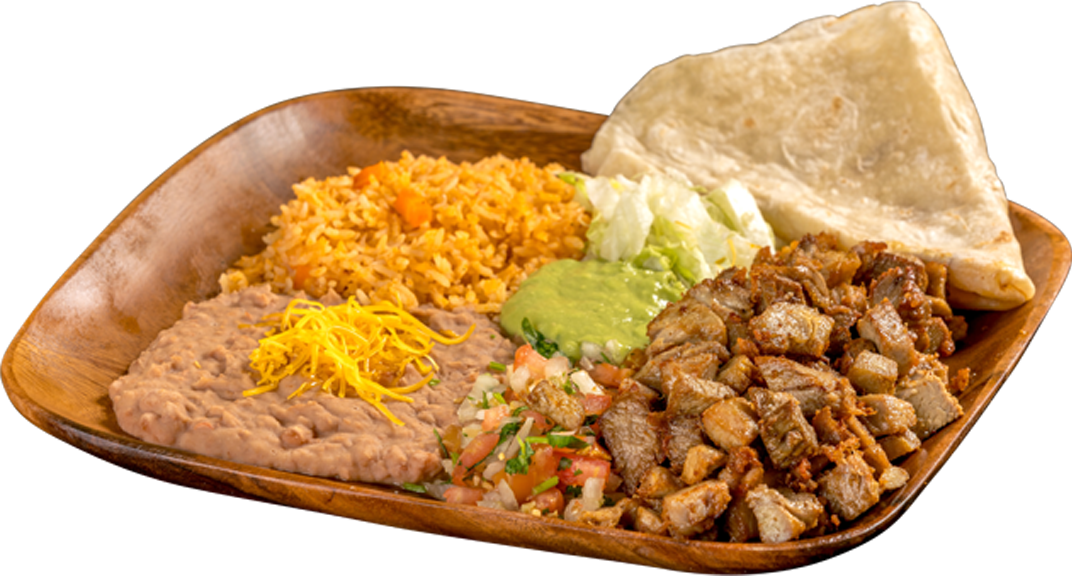 Order 15. Carnitas Plate Combination Platter food online from Filibertos Mexican Food store, Mesa on bringmethat.com