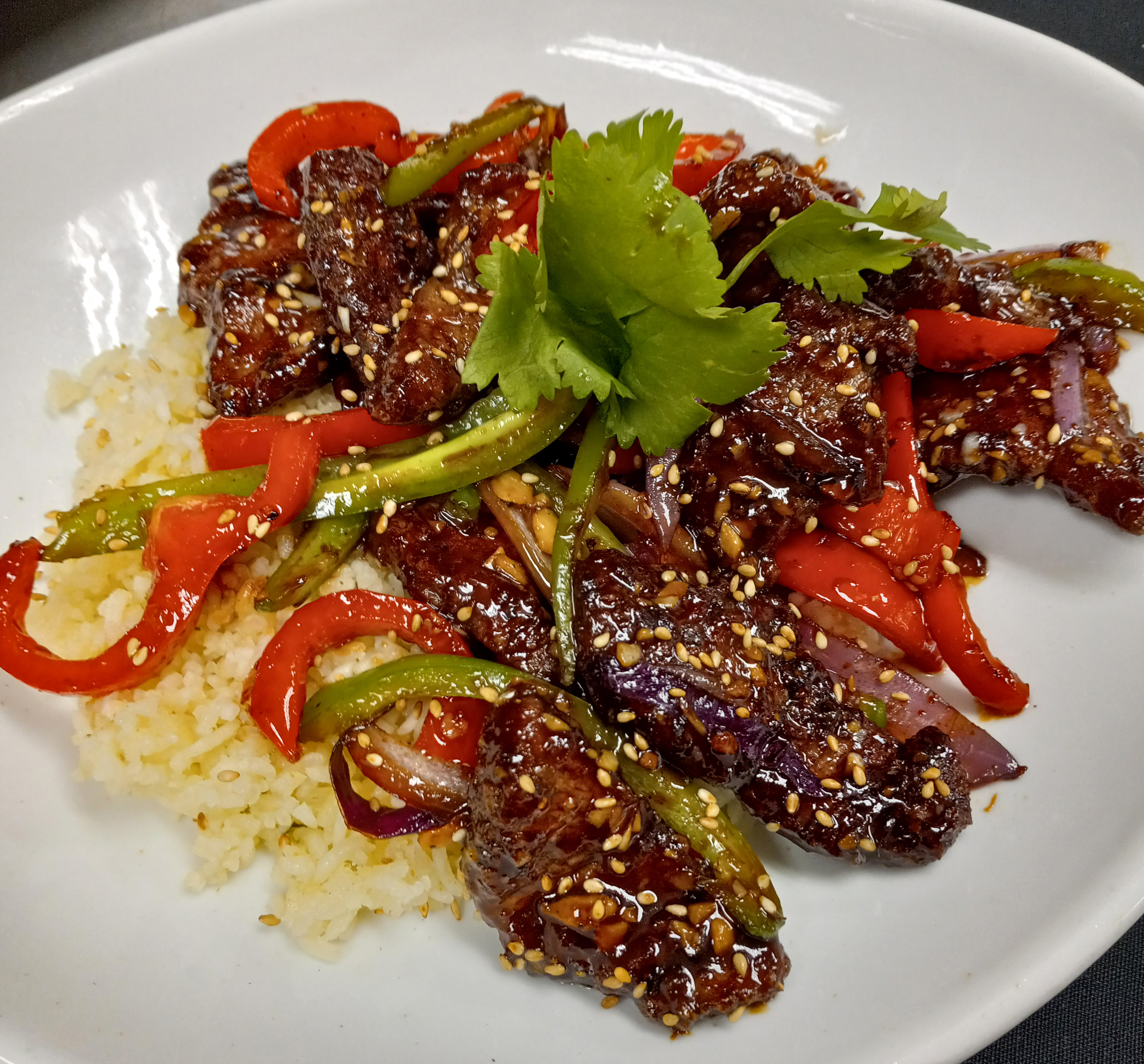 Order Mongolian Beef food online from D.H. Lescombes Winery & Bistro store, Albuquerque on bringmethat.com