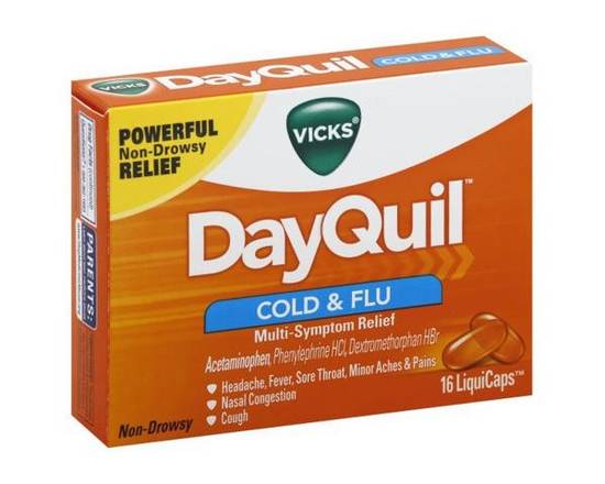 Order Vicks Dayquil Cold & Flu Relief Liquicaps 16Ct food online from Rocket store, Federal Way on bringmethat.com
